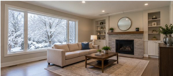 After: seasonal views through windows sample, edited property photograph